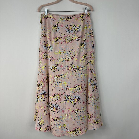 NWT White House Black Market Crepe Midi Wrap Skirt Swirl Sepia Rose #WHBM34 - Picture 3 of 8